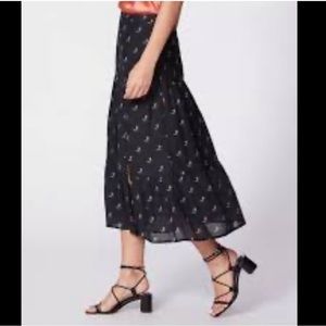 NWT Rare RAGA Black Sheer Feather Midi Skirt